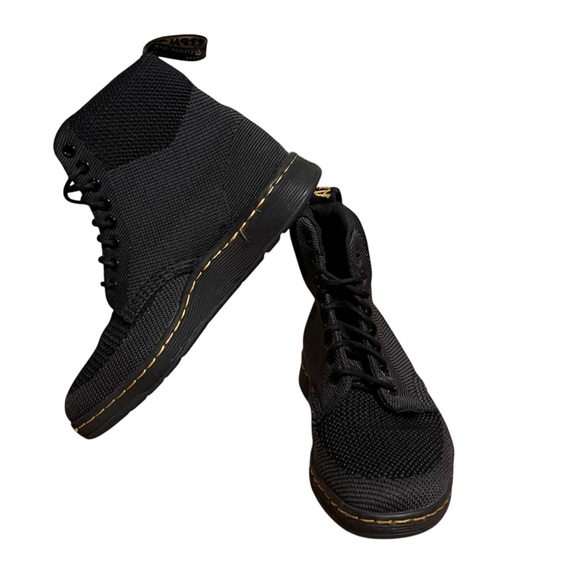 Dr. Martens Black Textured Rigal Knit 8 Eye Boots Combat Black Unisex — Size 7 - Picture 9 of 15